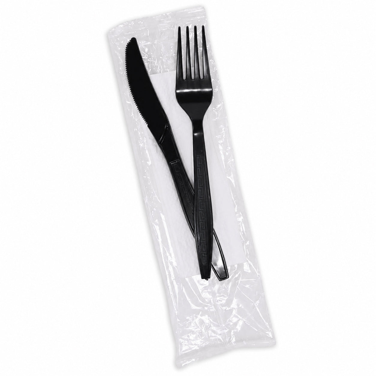 Black cutlery pack fork knife 30x30 napkin disposable set UAE