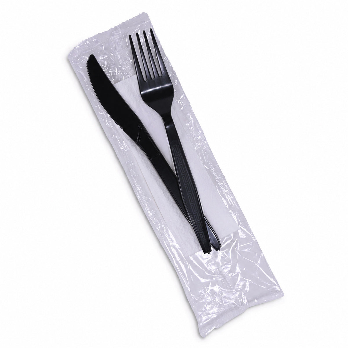 Black cutlery pack fork knife individually wrapped disposable set UAE