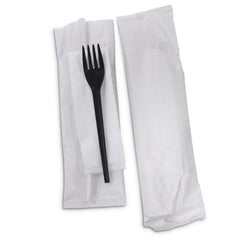Black Cutlery Pack Fork & Napkin Individually Wrapped - SNH Packing