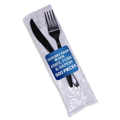 Black Cutlery Pack – Knife, Fork & Napkin - SNH Packing