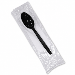 Black cutlery pack spoon napkin disposable eco friendly set UAE