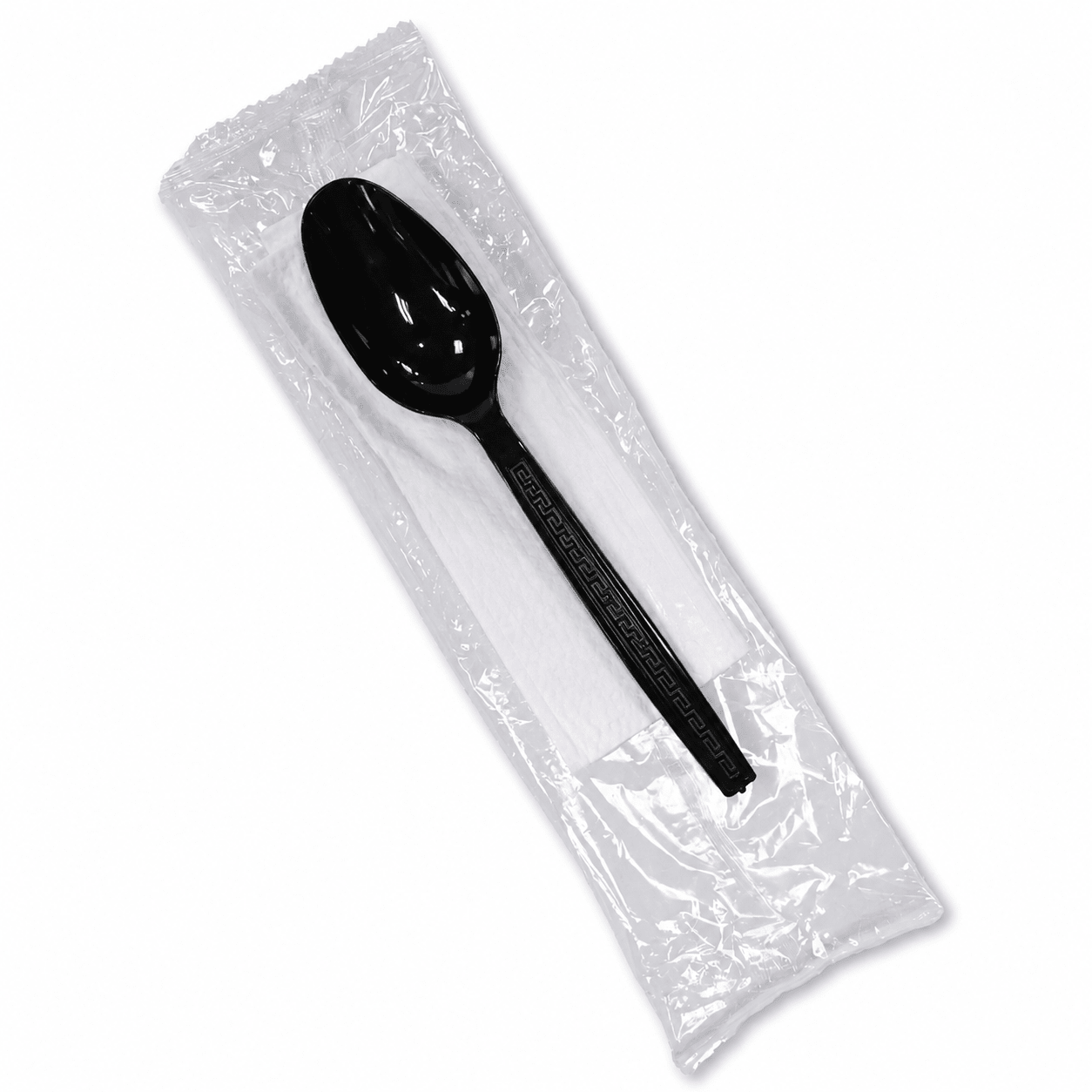 Black Cutlery Pack Spoon & Napkin Disposable Set - SNH Packing