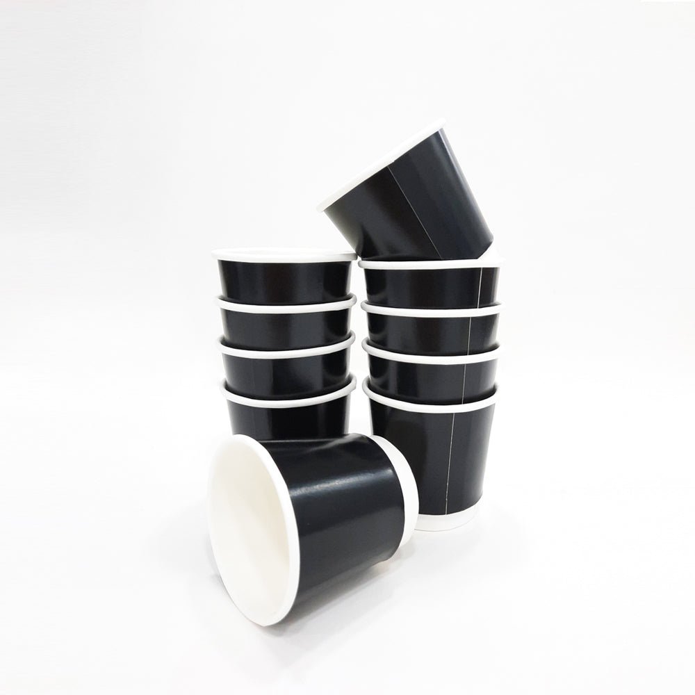 Black Double Wall Paper Cups 4 OZ to 12 OZ Hot Cups - SNH Packing