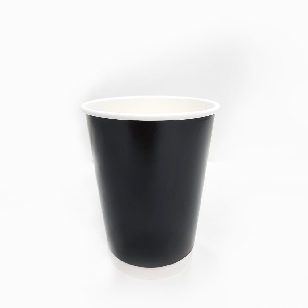 Black Double Wall Paper Cups 4 OZ to 12 OZ Hot Cups - SNH Packing