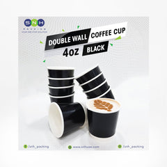 Black Double Wall Paper Cups 4 OZ to 12 OZ Hot Cups - SNH Packing
