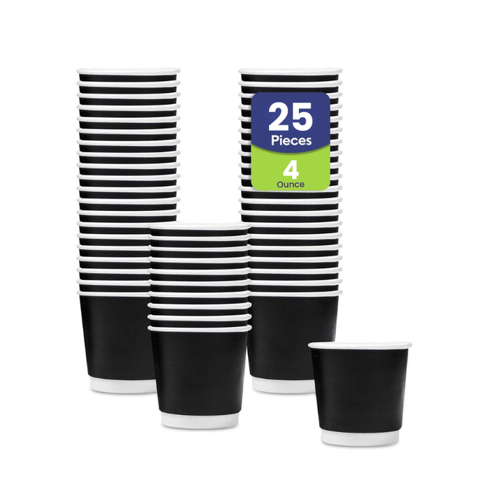 Black Double Wall Paper Cups 4 OZ to 12 OZ Hot Cups