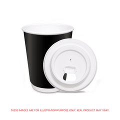 Black Double Wall Paper Cups with Bagasse Lids 8oz 12oz - SNH Packing