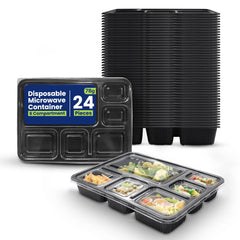 Black Microwave Containers with Lids – 1–6 Compartments - SNH Packing