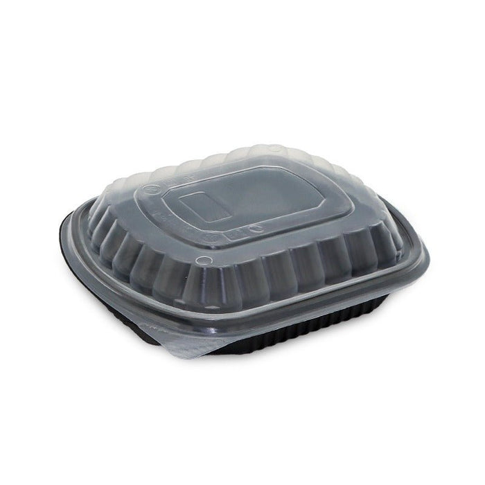 Black Microwave Containers with Lids 1 to 6 Compartments