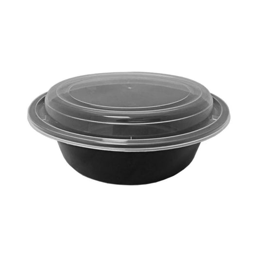 Black Microwave Round Containers with Lids 16oz to 48oz - SNH Packing