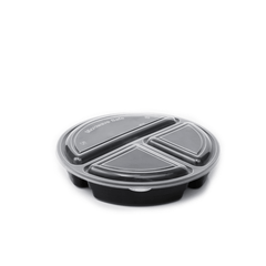Black Microwave Round Containers with Lids 16oz to 48oz - SNH Packing