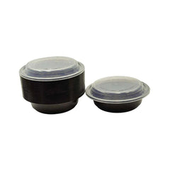 Black Microwave Round Containers with Lids 16oz to 48oz - SNH Packing