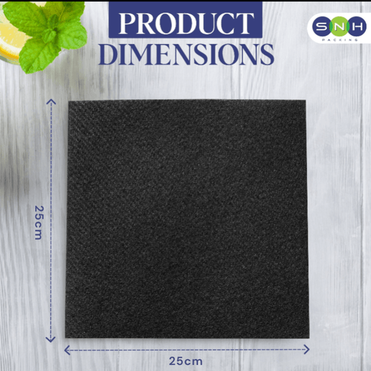 Black Paper Napkin 2 Ply 50 Pieces 25CM to 40CM - SNH Packing