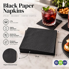 Black Paper Napkin 2 Ply 50 Pieces 25CM to 40CM - SNH Packing