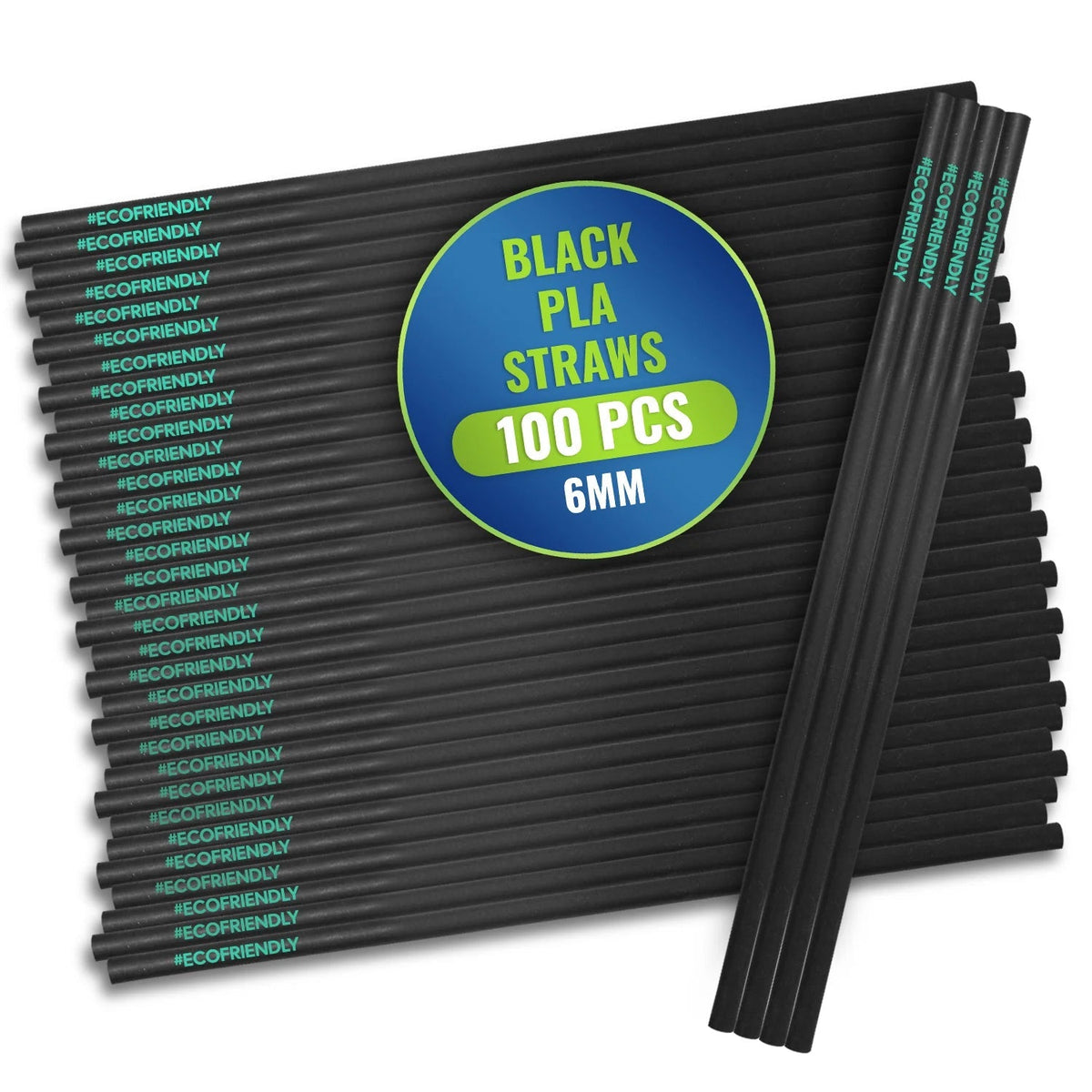 Black PLA Drinking Straws Individually Wrapped 100PCS - SNH Packing