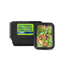 Black Rectangular Microwave Containers with Lids 8 OZ to 58 OZ - SNH Packing
