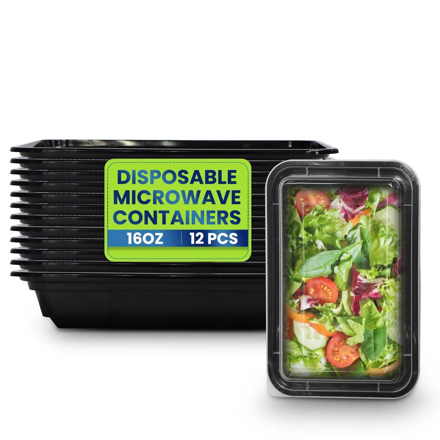 Black Rectangular Microwave Containers with Lids 8 OZ to 58 OZ - SNH Packing