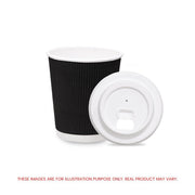 Black Ripple Wall Paper Cups with Bagasse Lids 8oz 12oz - SNH Packing
