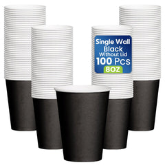 Black Single Wall Paper Cup 8 OZ Disposable Beverage Cup - SNH Packing