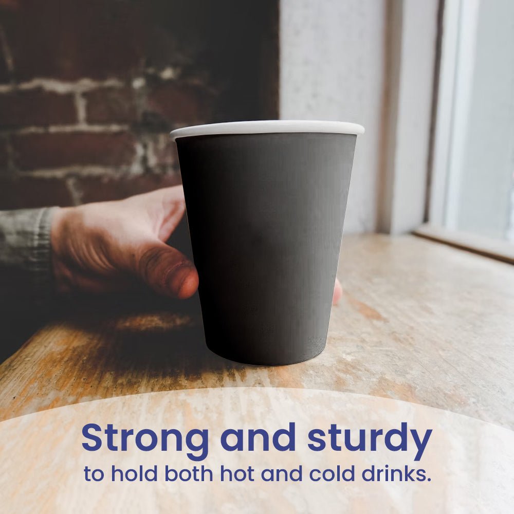 Black Single Wall Paper Cup 8 OZ Disposable Beverage Cup - SNH Packing