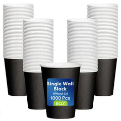 Black Single Wall Paper Cup 8 OZ Disposable Beverage Cup - SNH Packing
