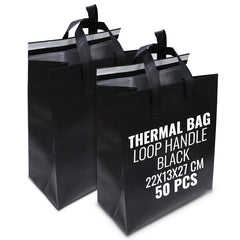Black Thermal Bag with Loop Handle – Insulated & Durable - SNH Packing