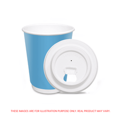 Blue Double Wall Paper Cups with Bagasse Lids - SNH Packing