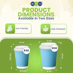 Blue Double Wall Paper Cups with Bagasse Lids - SNH Packing