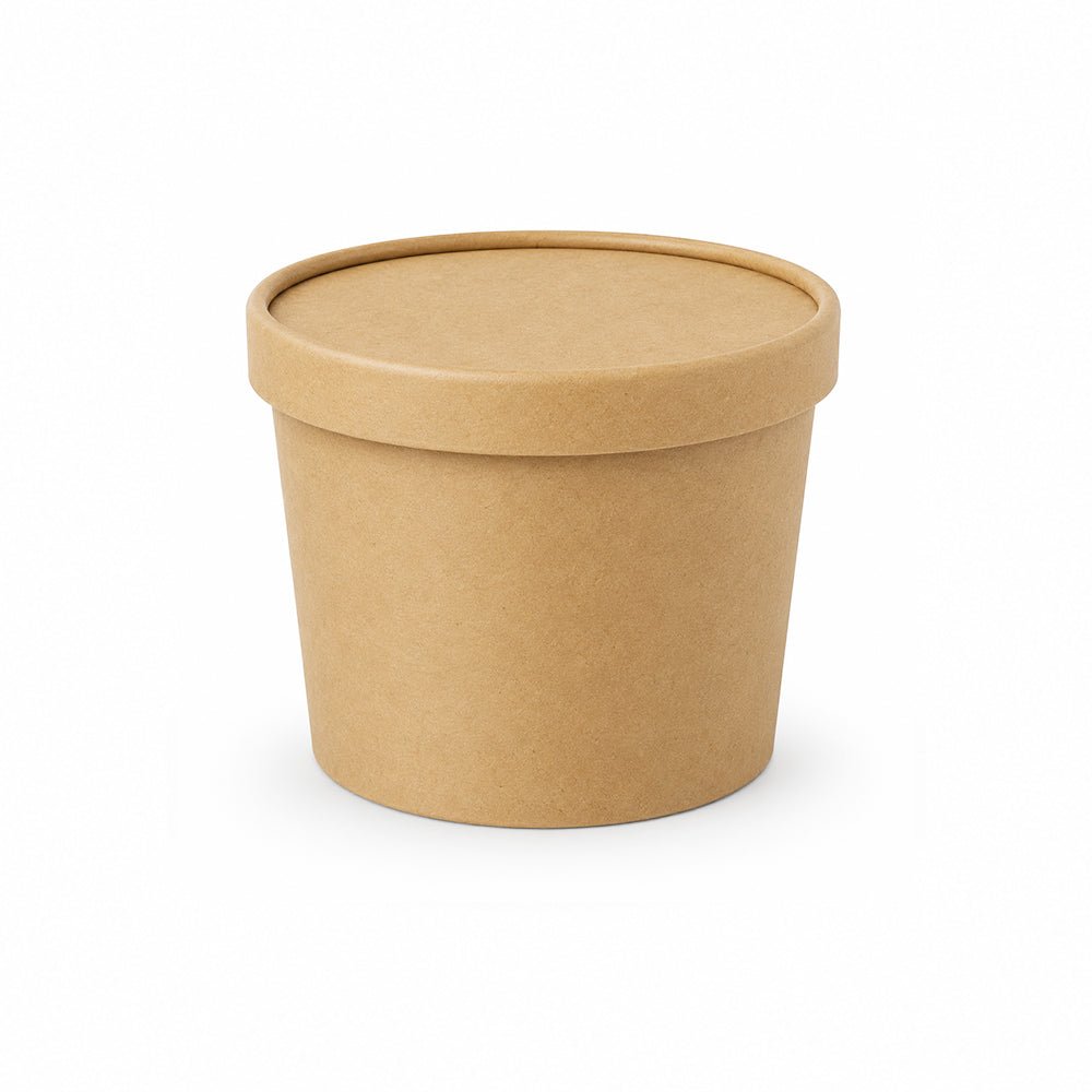 Brown Disposable Soup Cups with Lids Takeaway & Food Packaging - SNH Packing