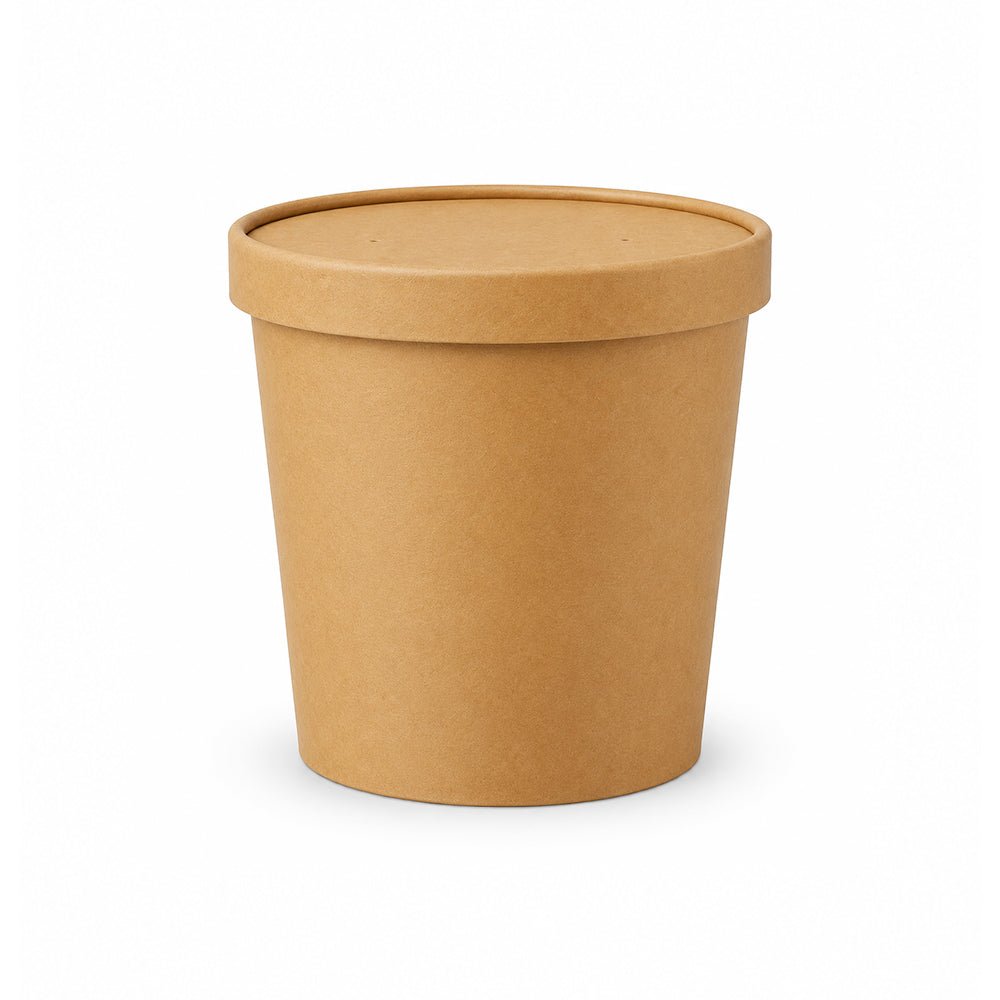 Brown Disposable Soup Cups with Lids Takeaway & Food Packaging - SNH Packing