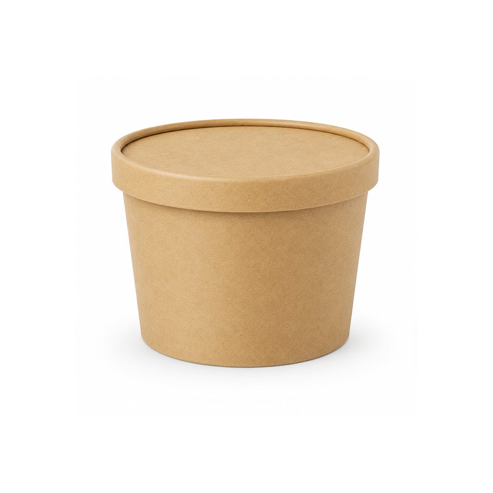 Brown Disposable Soup Cups with Lids Takeaway & Food Packaging - SNH Packing
