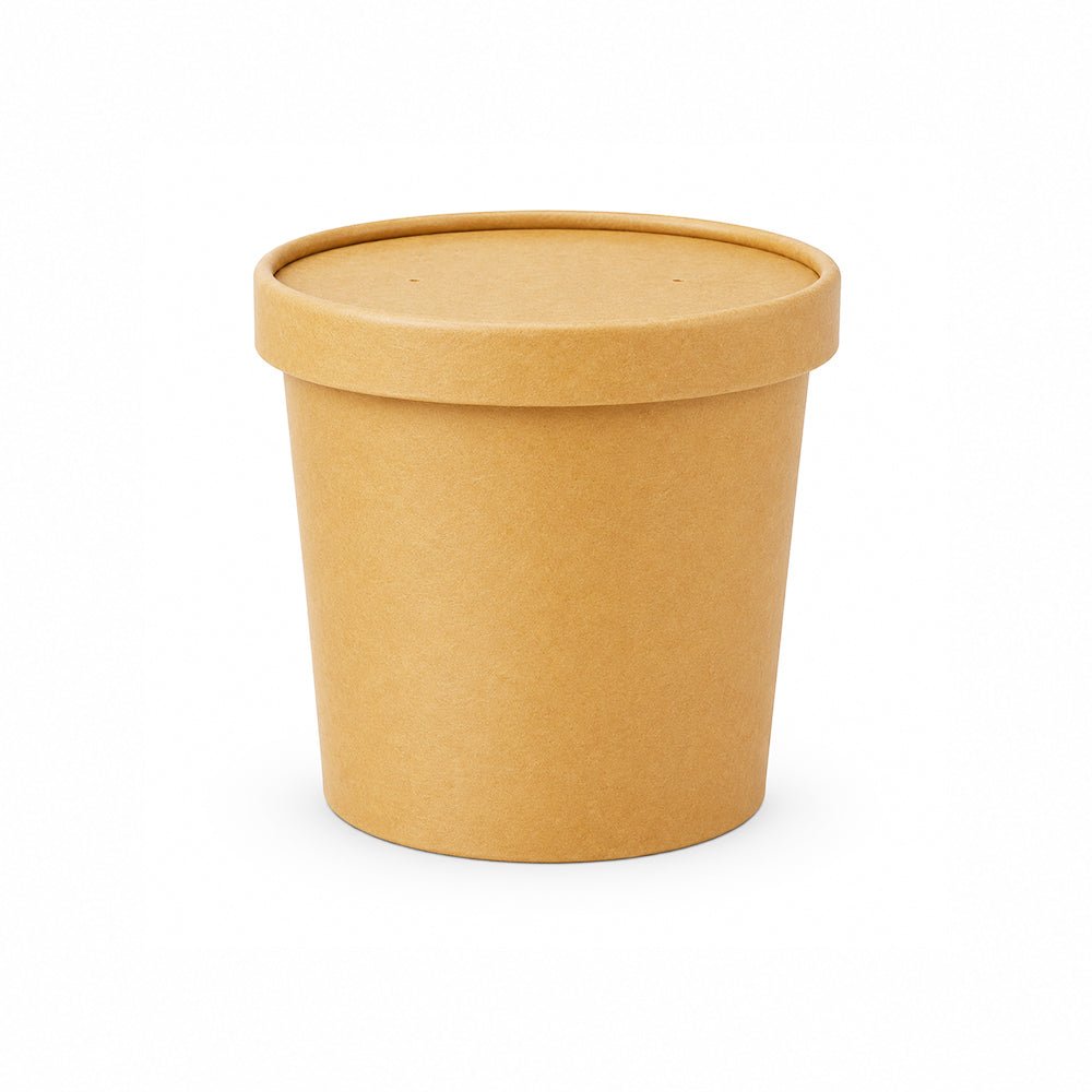 Brown Disposable Soup Cups with Lids Takeaway & Food Packaging - SNH Packing