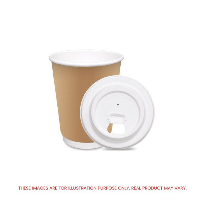 Brown Double Wall Paper Cups with Bagasse Lids 8 OZ 12 OZ