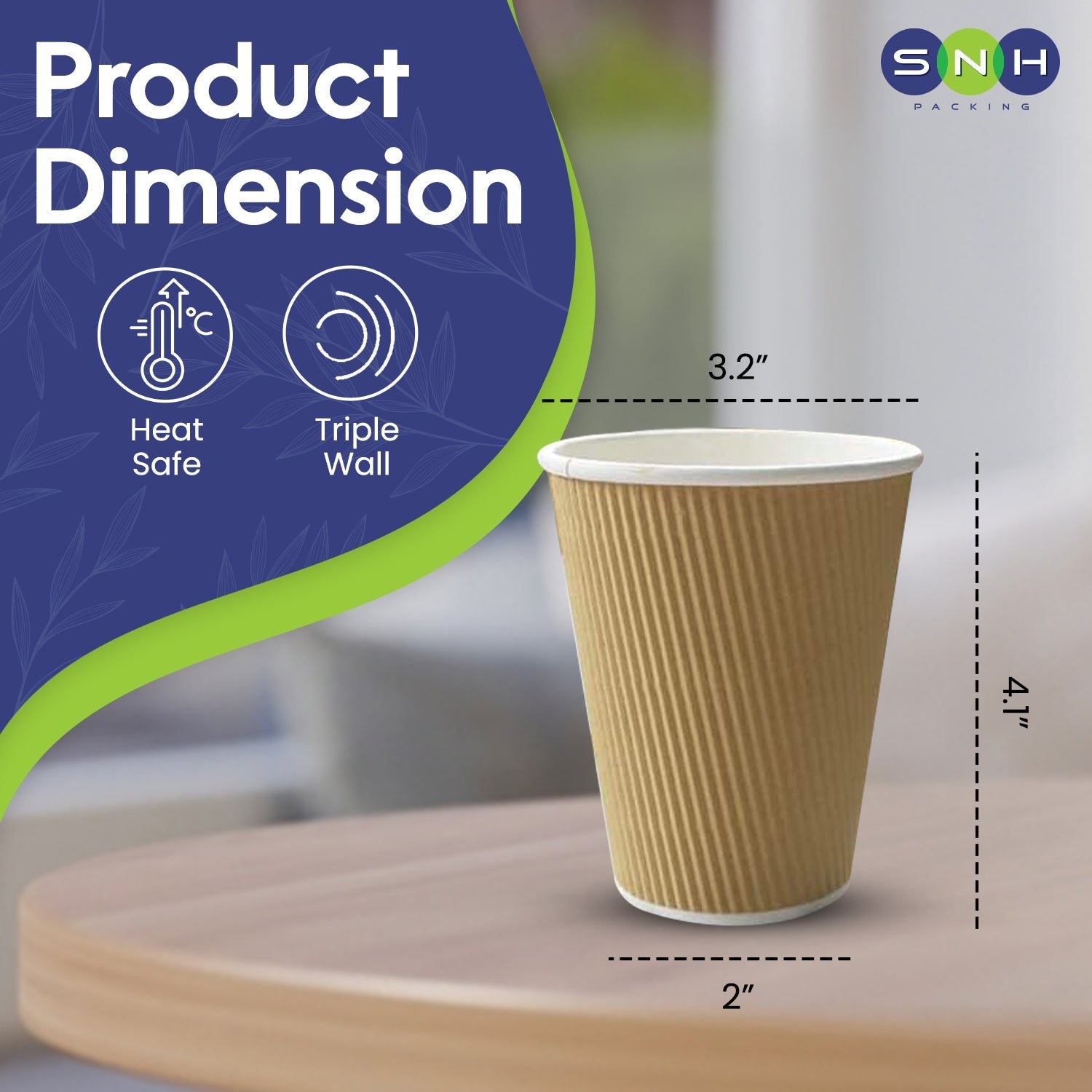 Brown Kraft Ripple Coffee Cups 4 OZ to 16 OZ Insulated - SNH Packing