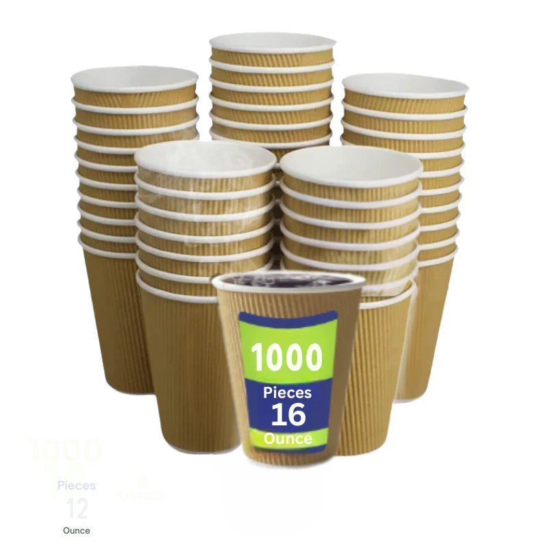 Brown Kraft Ripple Coffee Cups 4 OZ to 16 OZ Insulated - SNH Packing