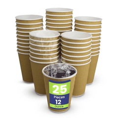 Brown Kraft Ripple Coffee Cups 4 OZ to 16 OZ Insulated - SNH Packing