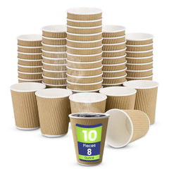 Brown Kraft Ripple Coffee Cups 4 OZ to 16 OZ Insulated - SNH Packing