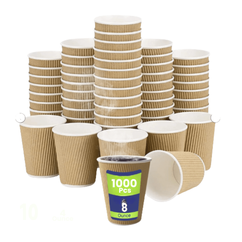 Brown Kraft Ripple Coffee Cups 4 OZ to 16 OZ Insulated - SNH Packing