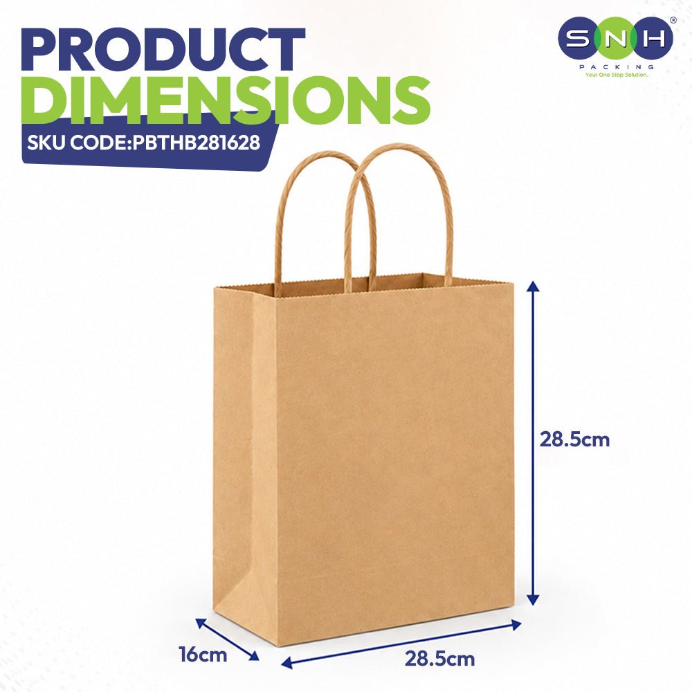 Brown Paper Bags with Twisted Handles Multiple Sizes - SNH Packing