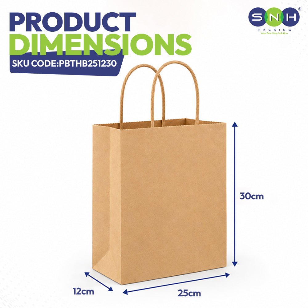 Brown Paper Bags with Twisted Handles Multiple Sizes - SNH Packing