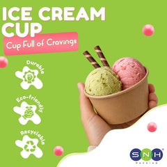 Brown Paper Ice Cream Cups with Lids 4 OZ to 16 OZ - SNH Packing