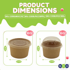 Brown Paper Ice Cream Cups with Lids 4 OZ to 16 OZ - SNH Packing
