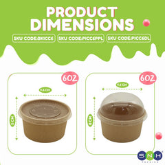 Brown Paper Ice Cream Cups with Lids 4 OZ to 16 OZ - SNH Packing