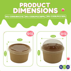Brown Paper Ice Cream Cups with Lids 4 OZ to 16 OZ - SNH Packing