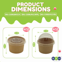 Brown Paper Ice Cream Cups with Lids 4 OZ to 16 OZ - SNH Packing