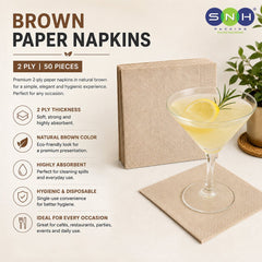 Brown Paper Napkin 2 Ply 50 Pieces 23CM to 40CM - SNH Packing