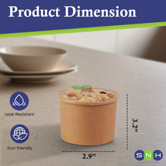 SNH Packing Brown Paper Soup Cups with Lids 8oz to 32oz