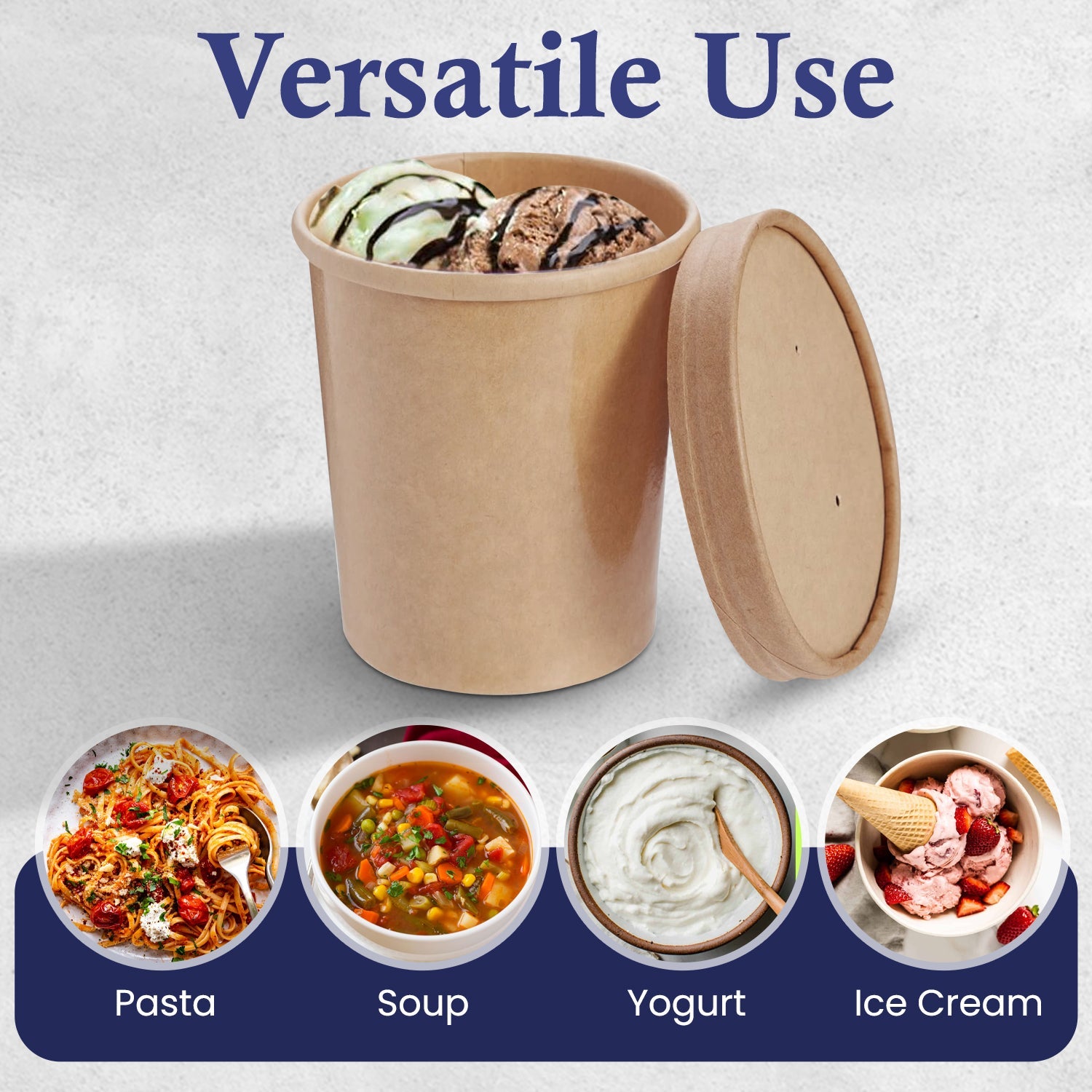 SNH Packing Brown Paper Soup Cups with Lids 8oz to 32oz