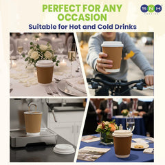 Brown Ripple Wall Paper Cup with Bagasse Lid - SNH Packing