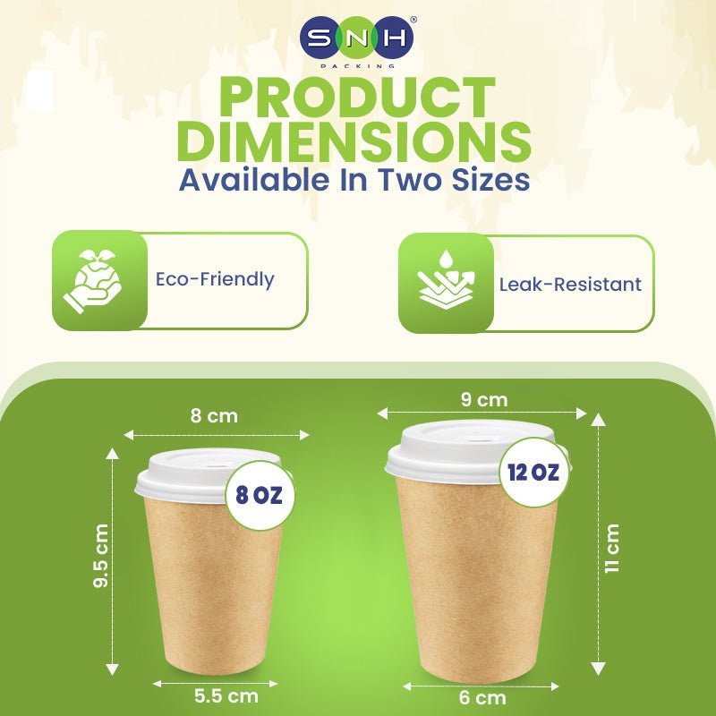 Brown Single Wall Paper Cups with Bagasse Lids - SNH Packing